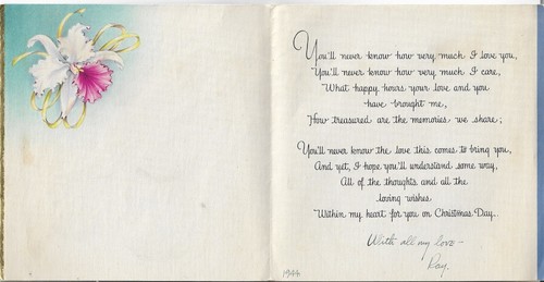 VTG Christmas Card 5.75x5.75 To My Wife at Christmas - Orchid w/Glitter Love - Picture 2 of 3