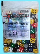 CHESSEX Pound-O-D6's DICE BAG 6 Sided d6 Approx 100 die 12 16 mm ASSORTED COLORS