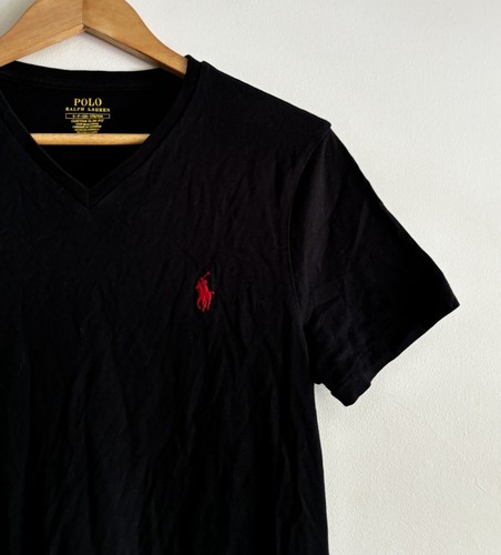 Ralph Lauren Mens T-shirt Size Small Black Logo Slim Fit V-neck Cotton Casual - Picture 6 of 11