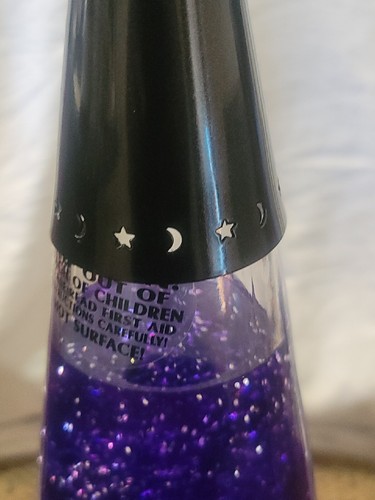 Vintage Lava Lite Purple Wizard Magic Lamp Blue Starlight Base Rare Stars Moon - Picture 9 of 12