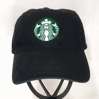 Starbucks Black Emroidered Logo Barista Hat Cap Adjustable Strap Port  Company