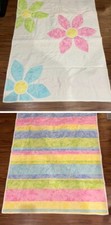 Handmade Reversible Quilt Baby Nursery Flower Spring Appliqu  45  x 35  