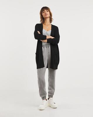 Ladies Black Long Volume Sleeve Fisherman Cardigan Pocket Jumper Plus Tops  A38 UK