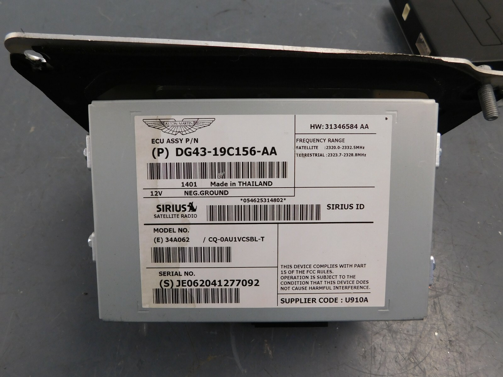 2014 12 - 18 Aston Martin V12 Vanquish Satellite Radio Tune Module  #1697 L5 