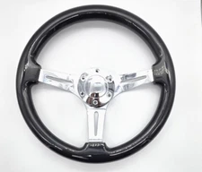14" Billet Universal Polished Black Vinyl Steering Wheel Ford Chevy Muscle