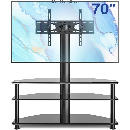 Universal Flat TV Stand with Swivel Mount for TVs up to 75 inch, 3-Tier Shelf - 第 8/9 張圖片