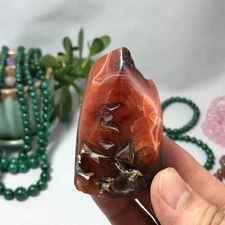 110g TOP MADAGASCAR NATURAL Red Agate QUARTZ CRYSTAL Freeform The torch A8592