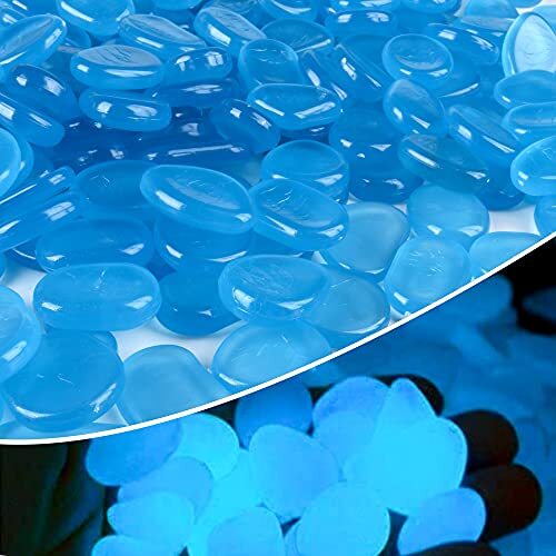1000 Stück blau leuchtende Steine leuchten im Dunkeln Kieselsteine Solarsteine Outdoor - Bild 2 von 8