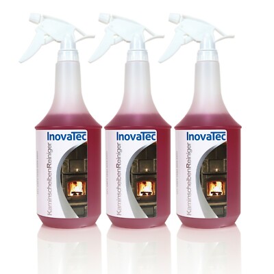 3 x 1000ml Kaminscheiben-Reiniger Kachelofen Rußentferner Fettlöser InovaTec  