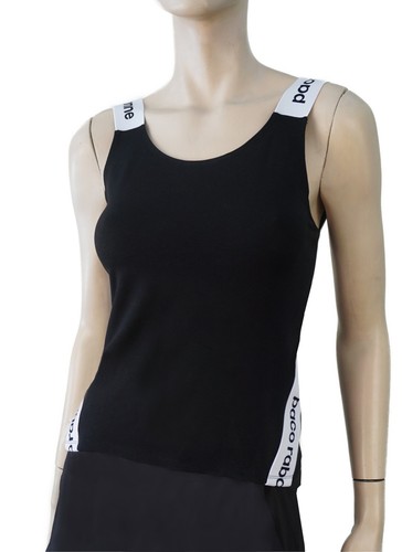 PACO RABANNE ACTIVEWEAR sz L Black Logo Tape Tank Top NEW WITH TAGS - Picture 6 of 6