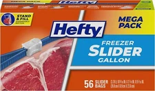 Hefty Slider Freezer Bags 56 Count Gallon Size Bpa Free Food Storage Bags