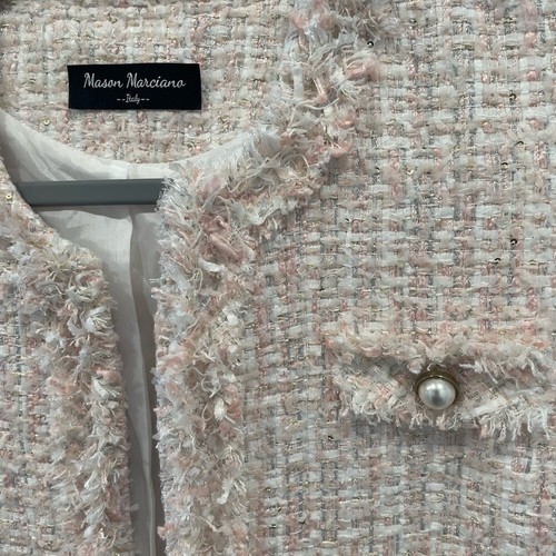 Mason Marciano vest lady jacket pink tweed. Fringe pearls - Bild 4 von 5