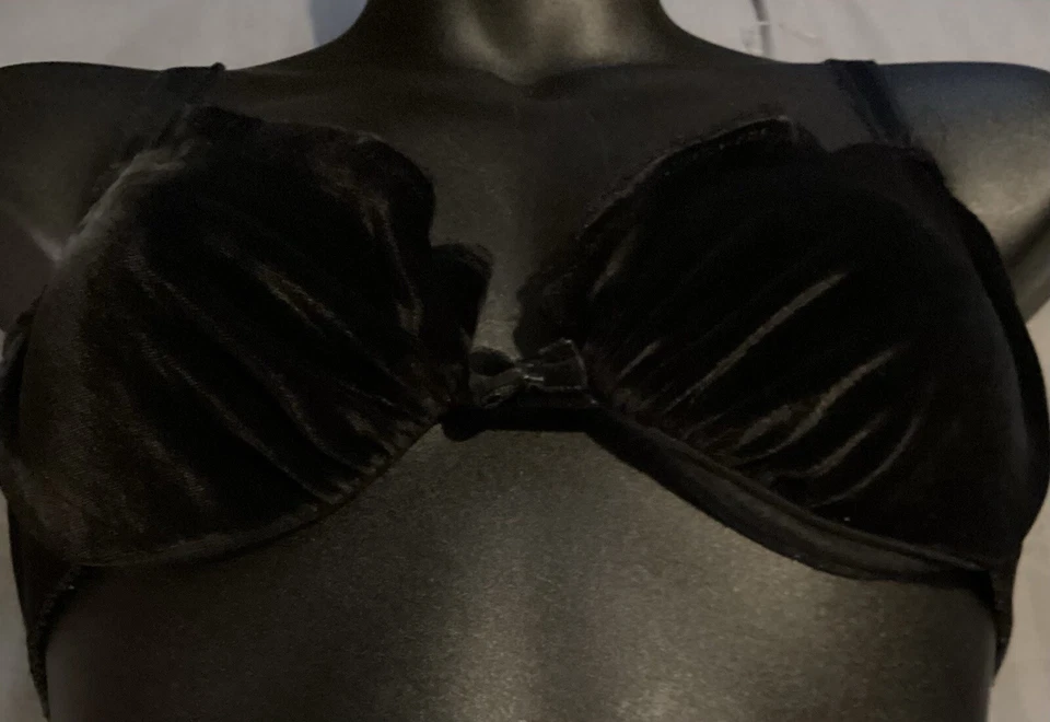 Sujetador vintage Eileen West terciopelo negro con aros talla 36B 75110 + REGALO GRATIS Foto 4 de 4