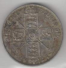 GREAT BRITAIN,  1923,  FLORIN, SILVER,   KM#817a,   EXTRA FINE
