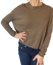WOMENS VKOO LUXURY CASHMERE BROWN SWEATER PULLOVER ROUND NECK JUMPER HI LO SMALL