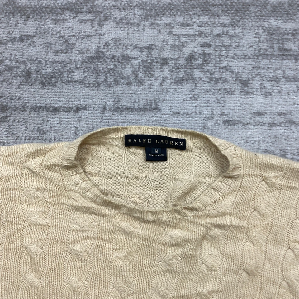 Ralph Lauren Black Label Cashmere Sweater Ladies Medium Beige Tan Cable Womens - Image 3 of 4