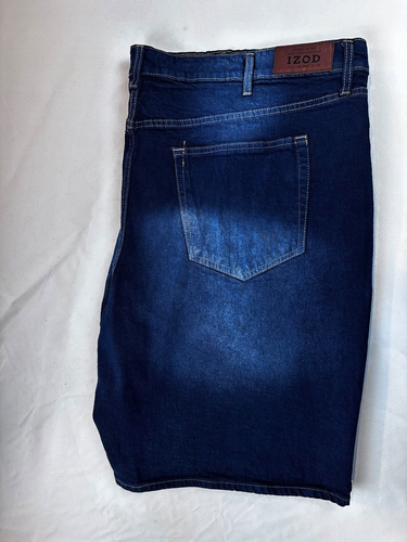 Izod Dark Wash Regular Fit 5 Pocket Jean Shorts Size W48 Inseam 9