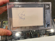 JACK BUCK ST. LOUIS CARDINALS ANNOUNCER SIGNED INDEX CARD AUTOGRAPH BECKETT