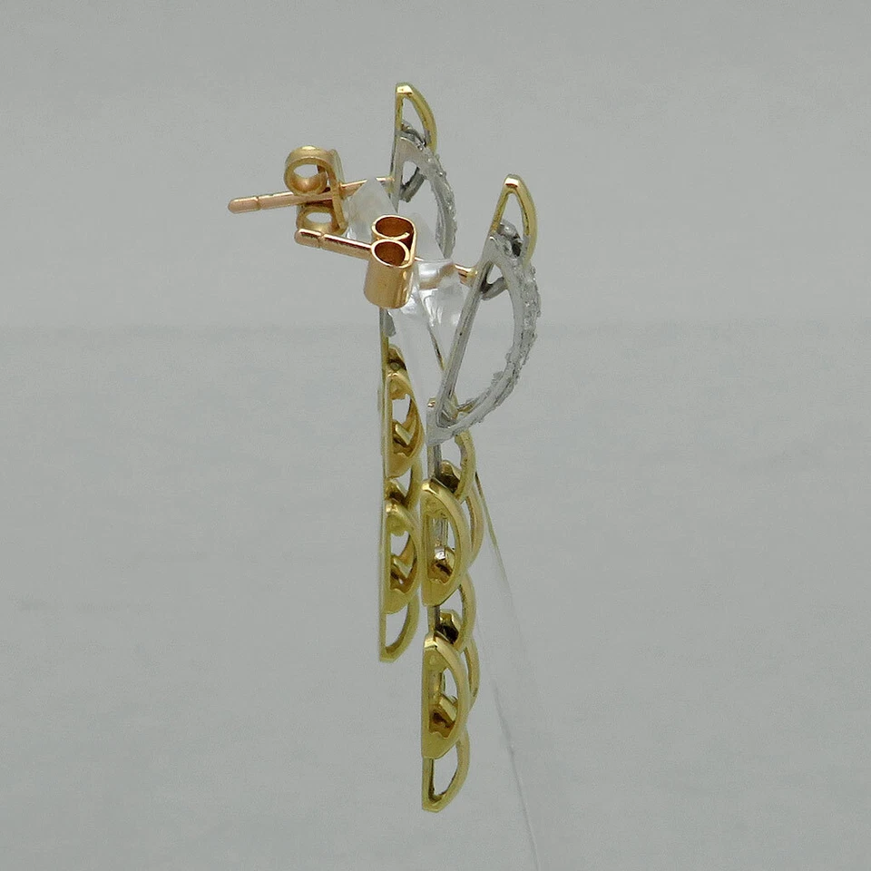 Ohrringe Ohrhänger Ohrstecker mit Zirkonia Besatz in 750/18K Weiß-/Gelbgold - Bild 3 von 4