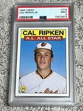 PSA 9 MINT BASEBALL CARD 1986 TOPPS HOF CAL RIPKEN JR BALTIMORE ORIOLES ALLSTAR