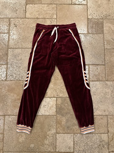 Casablanca Burgandy Racing Velour Velvet Track Pants