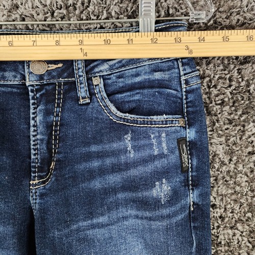 Silver Jeans Womens Dustressed Avery Slim Bootcut Blue Jeans Size 26 - Picture 4 of 7