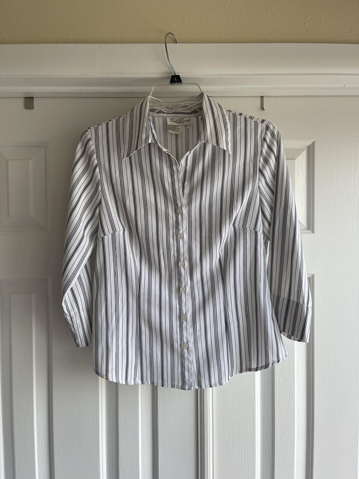 Fred David Long Sleeve Stretch Button Blouse Womens S… Gem