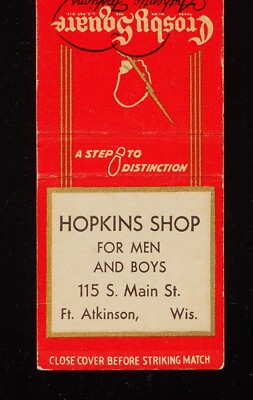 1940s Hopkins Shop for Men and Boys Crosby Square Men's Shoes Fort Atkinson WI