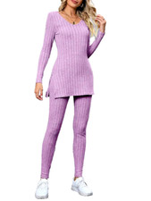 NEW IN PKG LILAC Ladies Ribbed 2-Piece Lounge Set Size large- 8-10