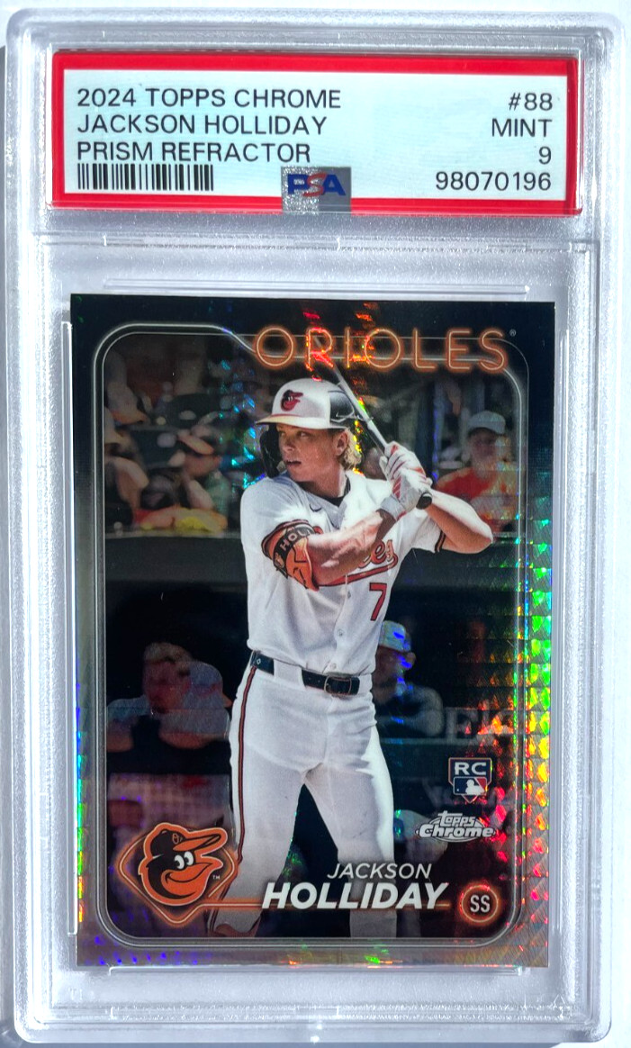 2024 Topps Chrome Jackson Holliday #88 | Rookie RC | Prism Refractor | PSA 9