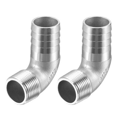 2 Stück 304 Edelstahl Bogenfitting 25mm x G3/4 Schlauchstecker