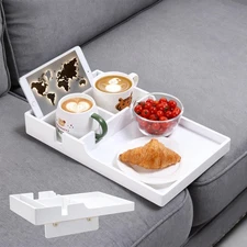Sofa Tray Between Cushion, 2-in-1 Insert & Flat Sofa Organizer Bamboo with 2 ...