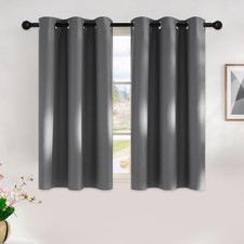 NICETOWN Grey Kitchen Blackout Short Curtain Panels for Bedroom, 45 Inch Long Th
