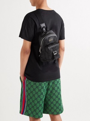Gucci Econyl Nylon Monogram Off The Grid Sling Backpack Black