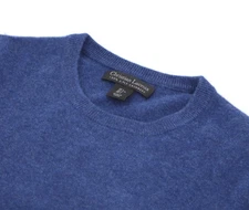 CHRISTIAN LACROIX Men's 100% 2-Ply Cashmere Crewneck Sweater Indigo Blue Size L