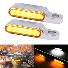 For Harley Chopper Motorcycle LED Turn Signals Amber Blinker White Running Light