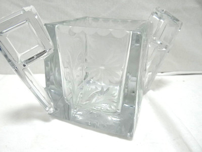 Heisey Quator Art Deco Etched Floral Sugar Bowl Glass Decorative Flower Handles