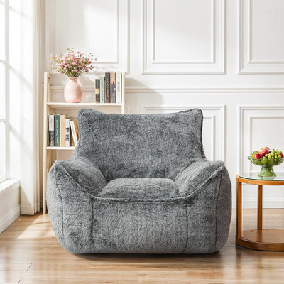 Bean Bag Chair, Bean Bag Sofa, Faux Fur Bean Bag Chairs,With Armrests and a Stur