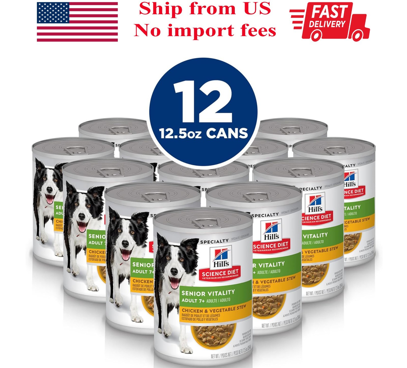 Hill's Science Diet Senior Vitality Adult 7+ Chicken Wet Dog Food, 12CANs 12.5oz