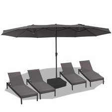 15 ft Double-Sided Rectangular Patio Umbrella with Crank Handle,Oversized Out...