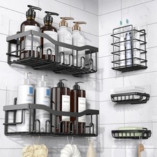 Shower Caddy 5 Pcs Rustproof Stainless Steel Bath Organizers No Drilling Shelves