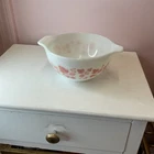 Vintage Pyrex White & Pink Gooseberry 441 Cinderella Nesting Bowl 1 1/2 Quart