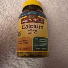 NATURE MADE CALCIUM WITH VITAMIN D3 SUPPLEMENT 600 MG 120 TABLETS EXP 11/2028