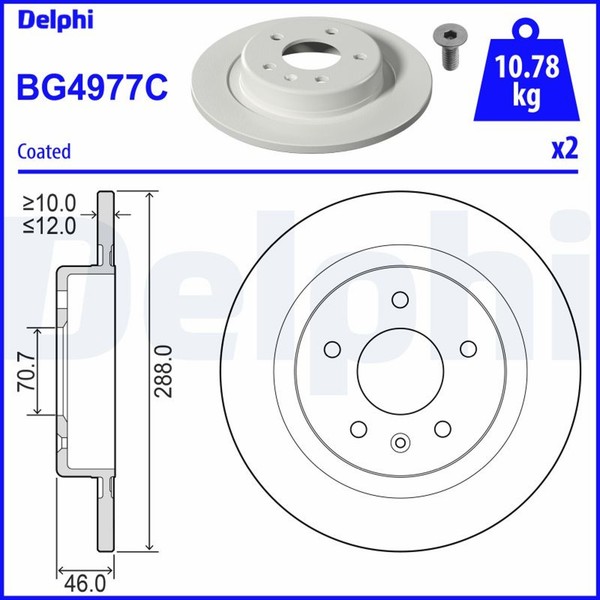 2X Delphi Bremsscheibe BG4977C FüR Opel Insignia Sport Z18 Sports Tourer Country-image