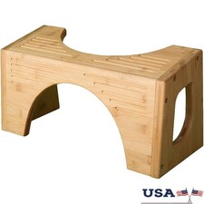 Bamboo Toilet Stool Adjustable Heights Enhanced Bathroom Comfort  Posture New