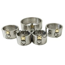 5cm High Stainless Steel Collar/Handcuffs/Ankle Slave Restraint Device Legcuffs