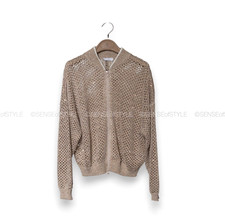 Brunello Cucinelli Metallic Bomber Jacket Cardigan Sweater Net Size XS