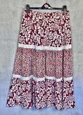 Maxi gonna a strati floreale rossa bianca NEXT taglia 16 cotone bordo pizzo boho zingara L 44