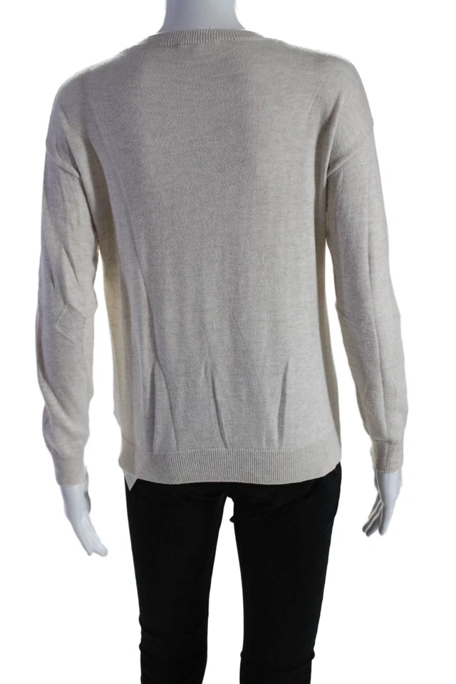 Espléndido Suéter Tejido Corazón Estampado Gráfico Texturizado Crema Talla XS para Mujer Foto 3 de 4