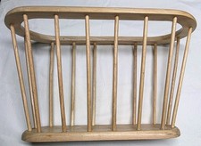 Vintage Wood Spindle Magazine Rack Mid Century Modern File Record Holder Natural